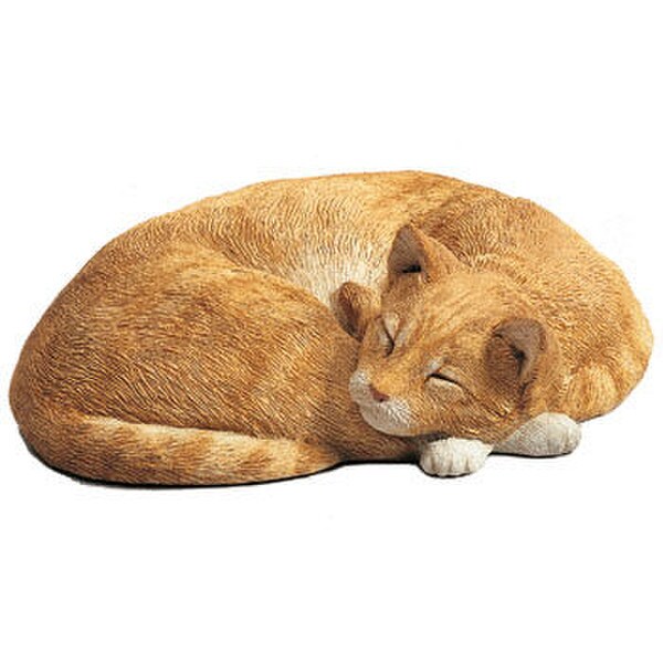 Cat Orange Sleeping Sculpture Life-Size Realistic Tabby Statues Lifelike